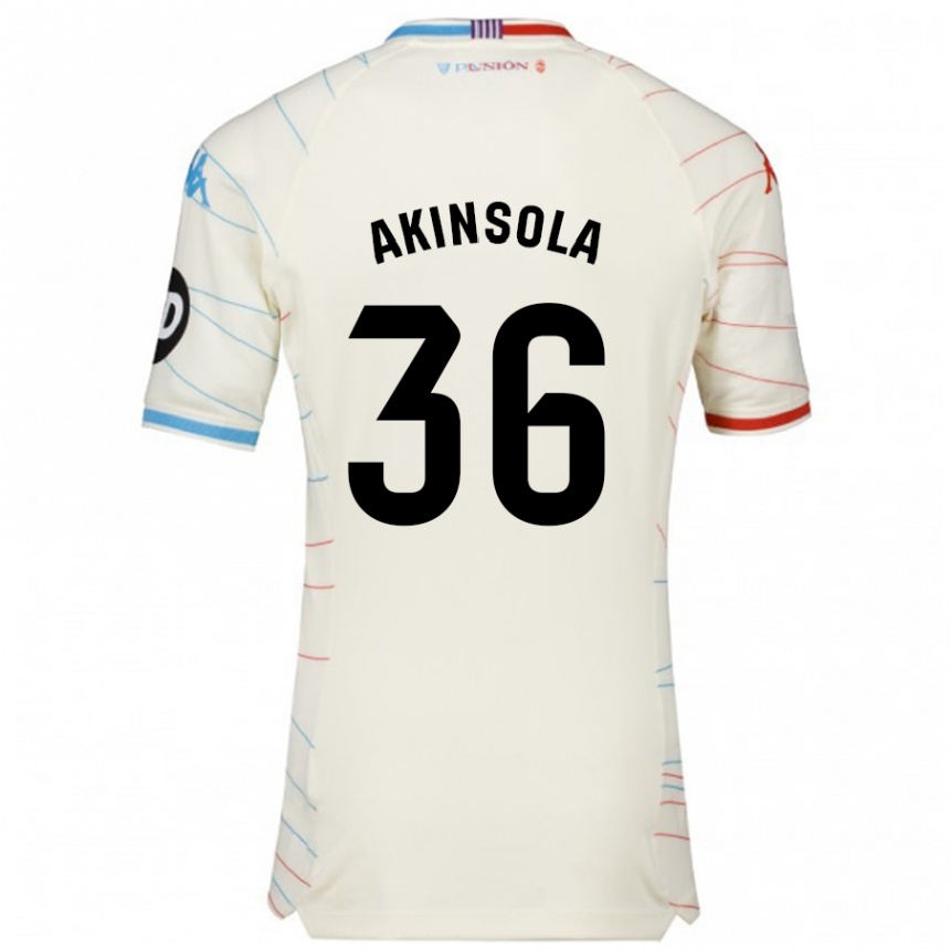 Kids Football Tunde Akinsola #36 White Red Blue Away Jersey 2024/25 T-Shirt Canada