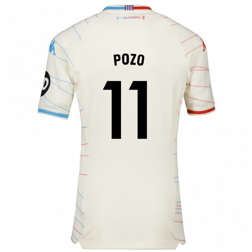 Kids Football Manuel Pozo #11 White Red Blue Away Jersey 2024/25 T-Shirt Canada