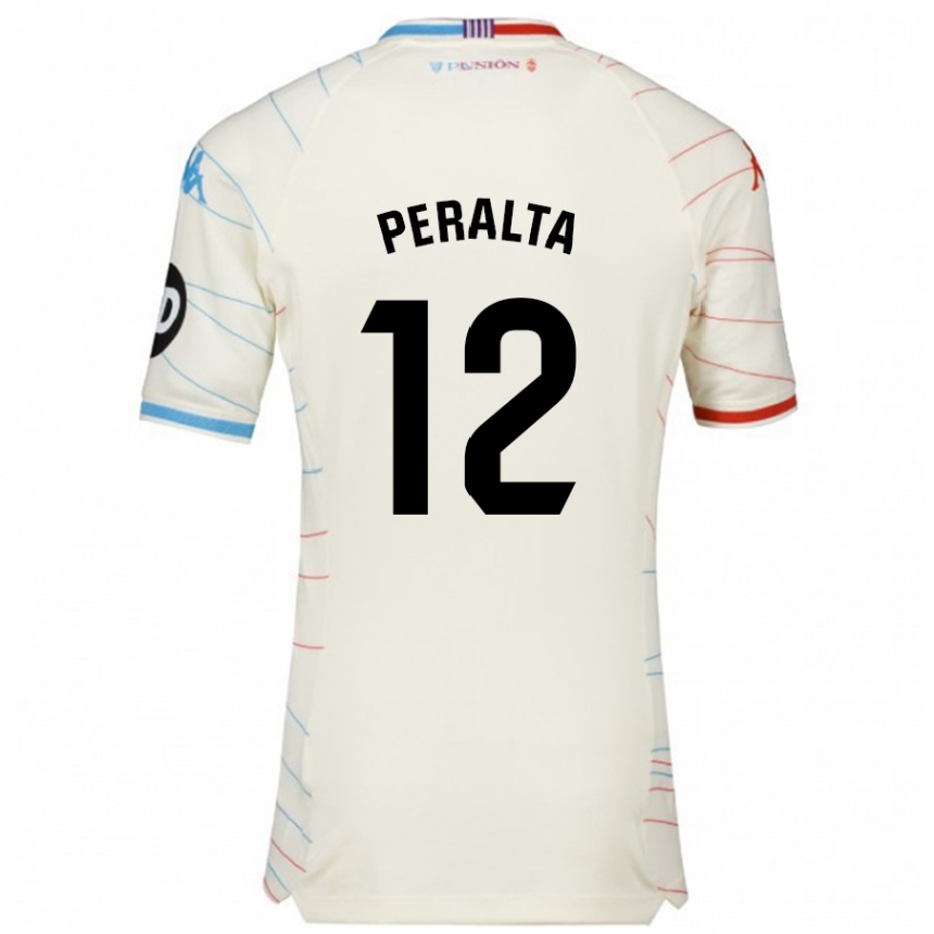 Kids Football Fernando Peralta #12 White Red Blue Away Jersey 2024/25 T-Shirt Canada