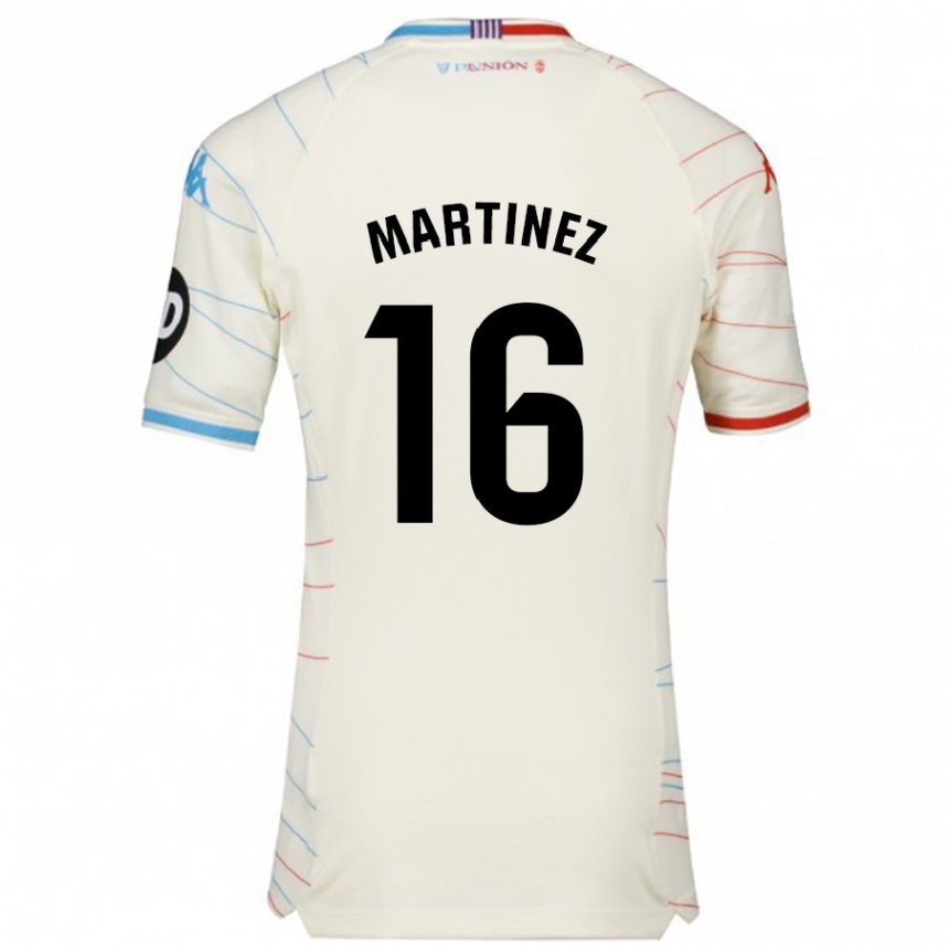 Enfant Football Maillot Jesús Martínez #16 Blanc Rouge Bleu Tenues Extérieur 2024/25 Canada