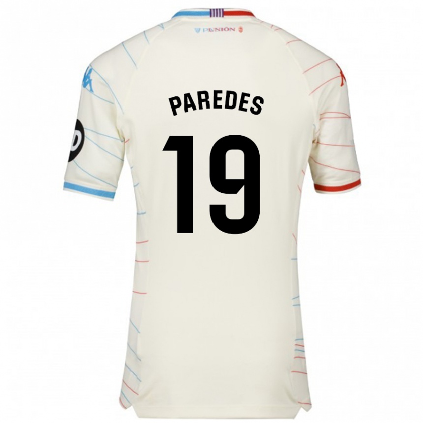 Kids Football Yago Paredes #19 White Red Blue Away Jersey 2024/25 T-Shirt Canada