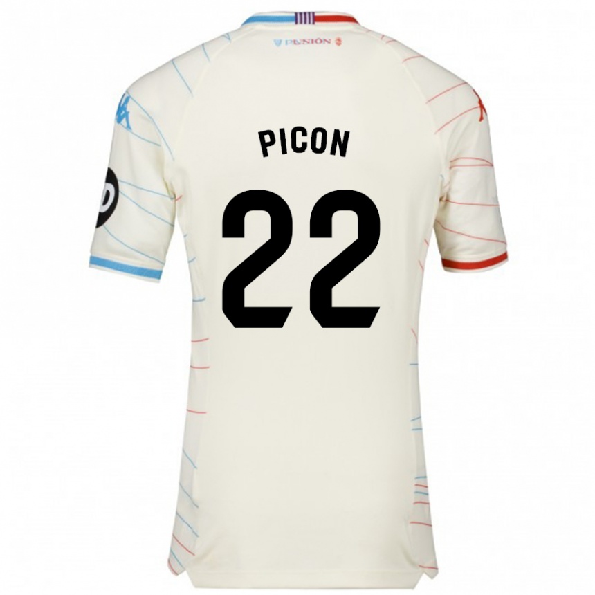 Enfant Football Maillot Pablo Picón #22 Blanc Rouge Bleu Tenues Extérieur 2024/25 Canada