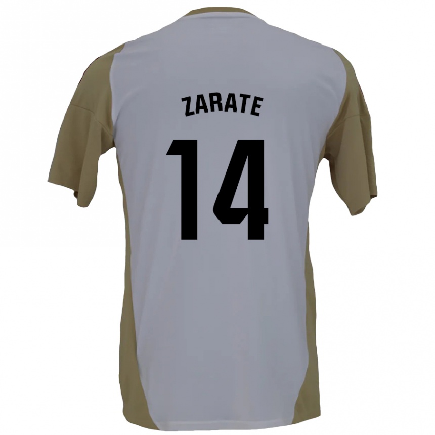 Kids Football Hugo Zárate #14 Brown White Away Jersey 2024/25 T-Shirt Canada