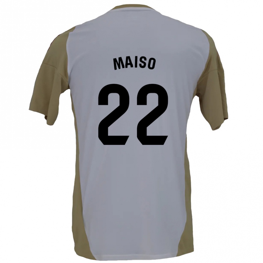 Kids Football Álvaro Maiso #22 Brown White Away Jersey 2024/25 T-Shirt Canada