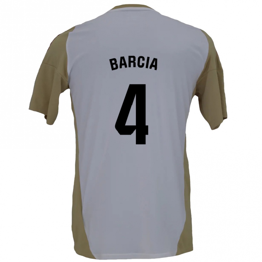 Kids Football Sergio Barcia #4 Brown White Away Jersey 2024/25 T-Shirt Canada