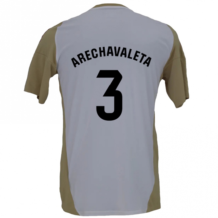 Kids Football Jorge Arechavaleta #3 Brown White Away Jersey 2024/25 T-Shirt Canada