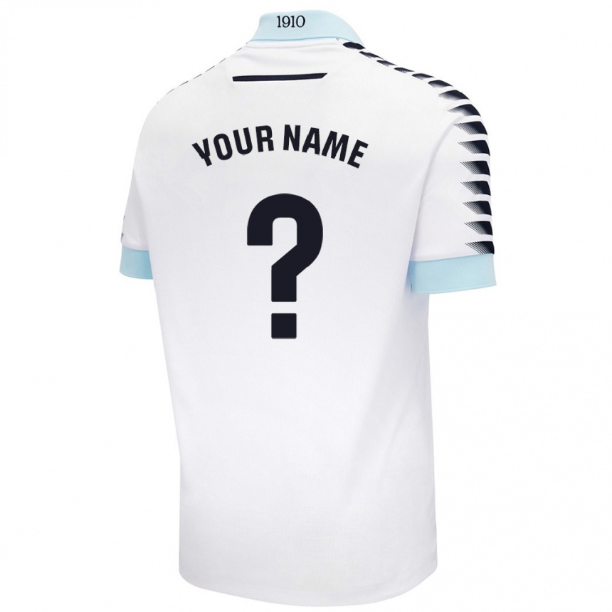 Enfant Football Maillot Votre Nom #0 Blanc Bleu Tenues Extérieur 2024/25 Canada