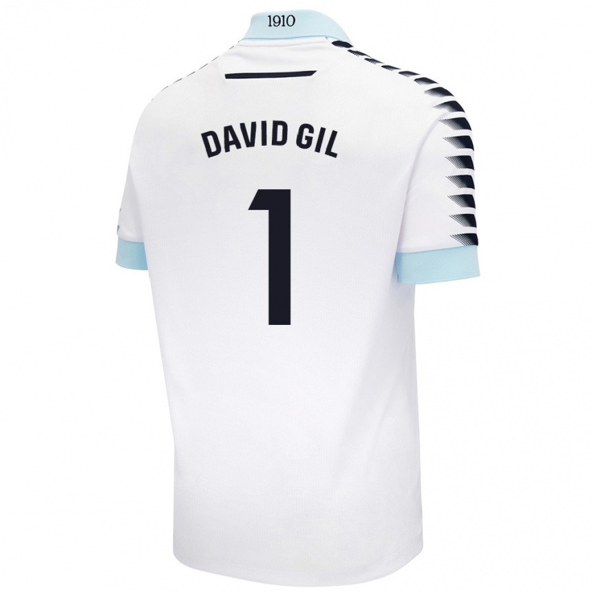 Kids Football David Gil #1 White Blue Away Jersey 2024/25 T-Shirt Canada