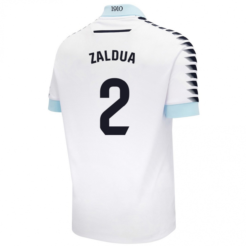 Kids Football Joseba Zaldua #2 White Blue Away Jersey 2024/25 T-Shirt Canada