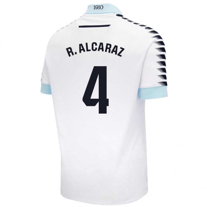 Enfant Football Maillot Rubén Alcaraz #4 Blanc Bleu Tenues Extérieur 2024/25 Canada