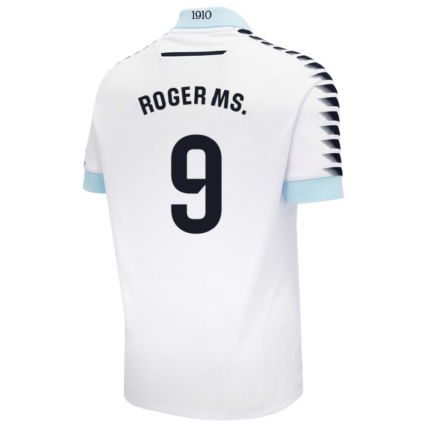 Kids Football Roger Martí #9 White Blue Away Jersey 2024/25 T-Shirt Canada