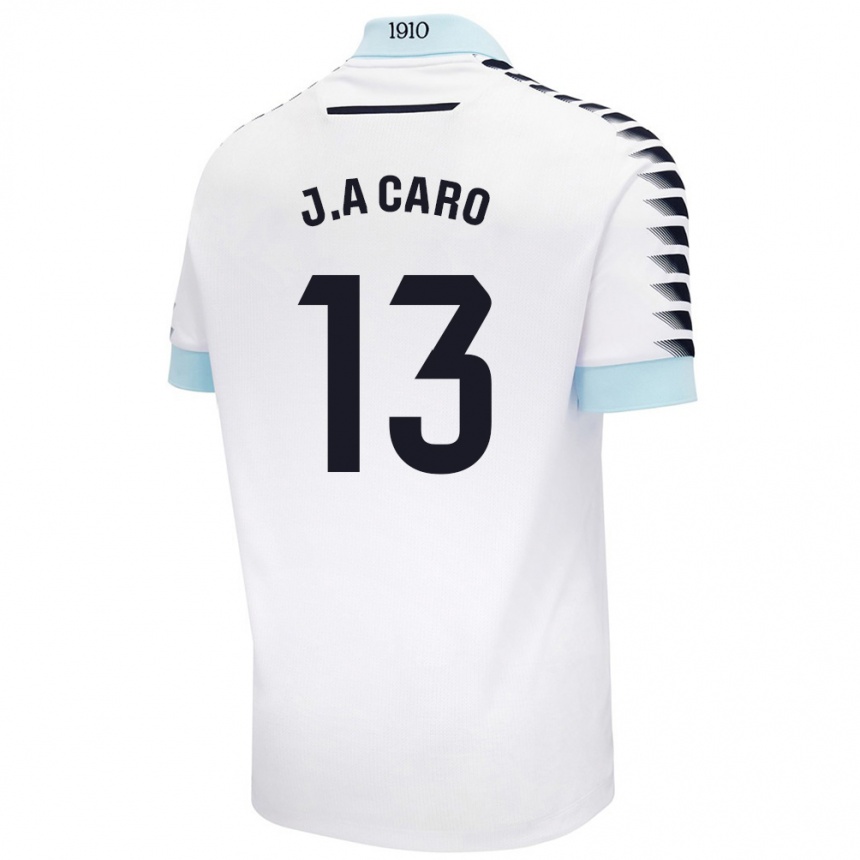 Kids Football José Antonio Caro #13 White Blue Away Jersey 2024/25 T-Shirt Canada