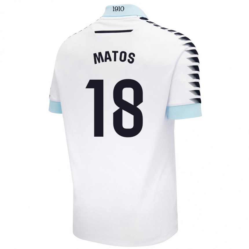 Kids Football José Matos #18 White Blue Away Jersey 2024/25 T-Shirt Canada