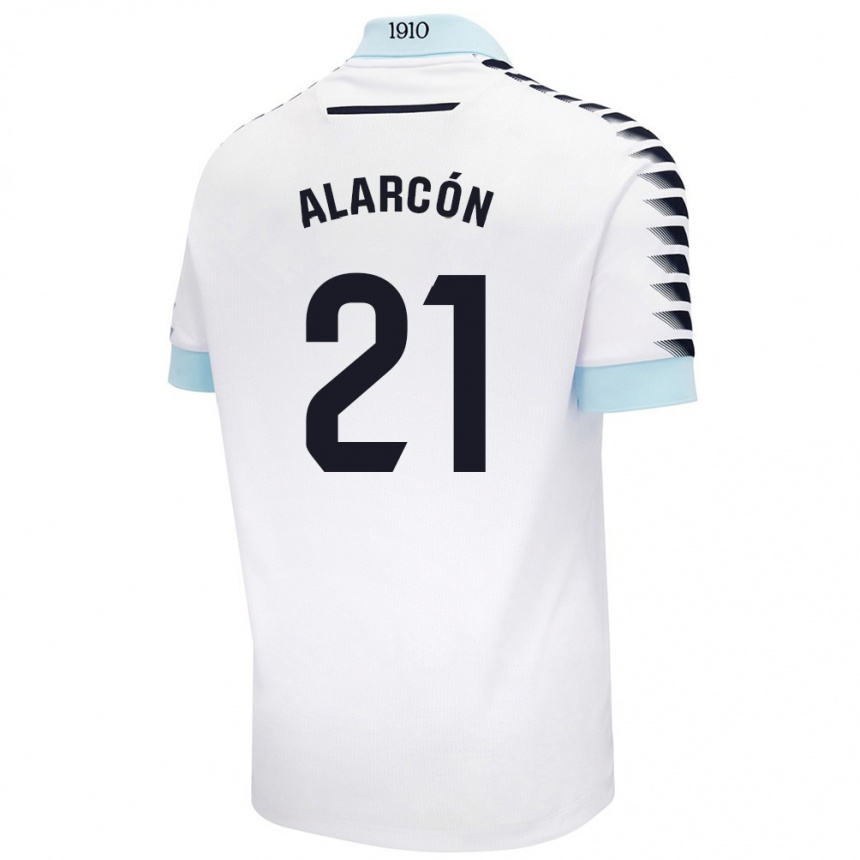 Kids Football Tomás Alarcón #21 White Blue Away Jersey 2024/25 T-Shirt Canada