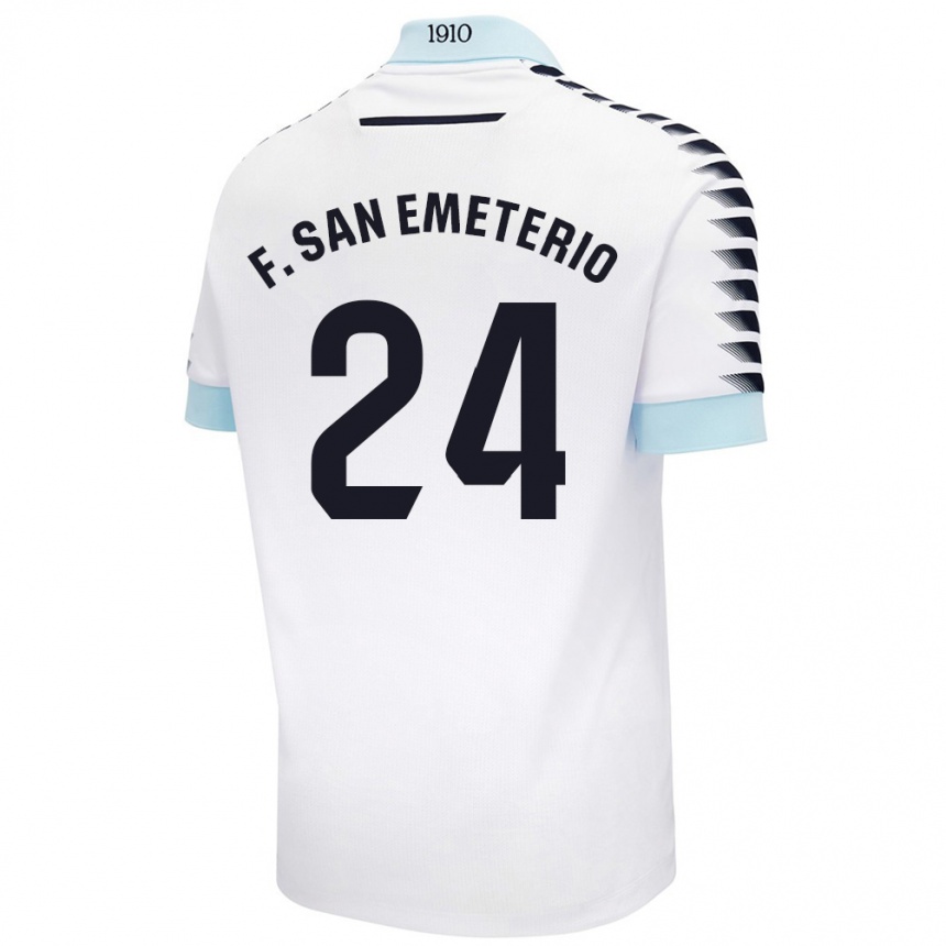 Enfant Football Maillot Fede San Emeterio #24 Blanc Bleu Tenues Extérieur 2024/25 Canada