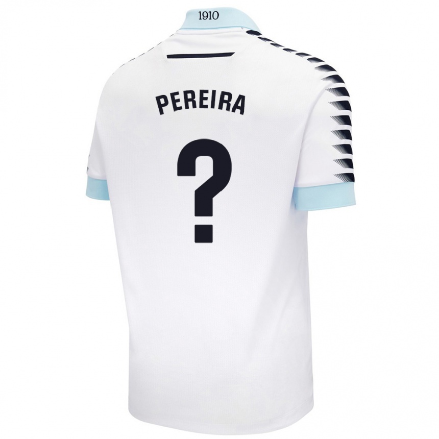 Kids Football Raúl Pereira #0 White Blue Away Jersey 2024/25 T-Shirt Canada