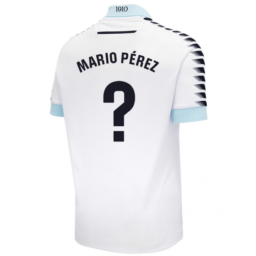 Kids Football Mario Pérez #0 White Blue Away Jersey 2024/25 T-Shirt Canada