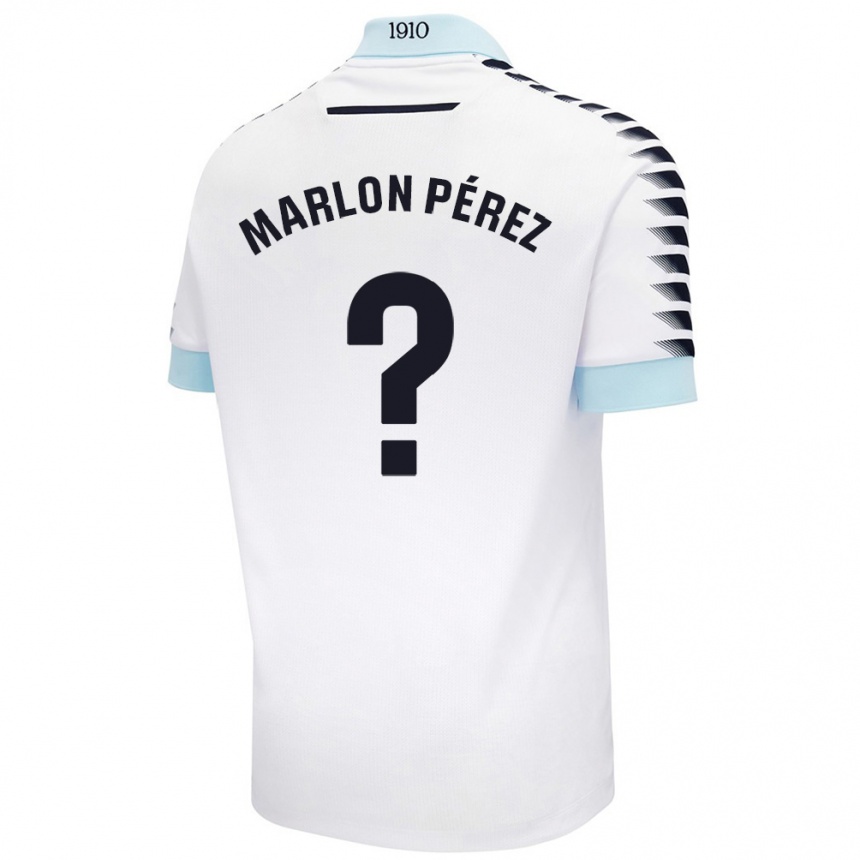 Kids Football Marlon Pérez #0 White Blue Away Jersey 2024/25 T-Shirt Canada