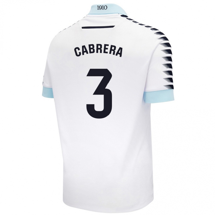 Kids Football Julio Cabrera #3 White Blue Away Jersey 2024/25 T-Shirt Canada