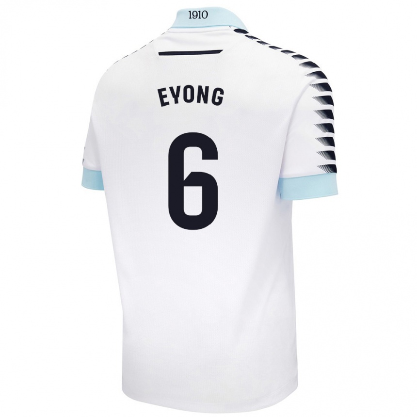 Kids Football Etta Eyong #6 White Blue Away Jersey 2024/25 T-Shirt Canada