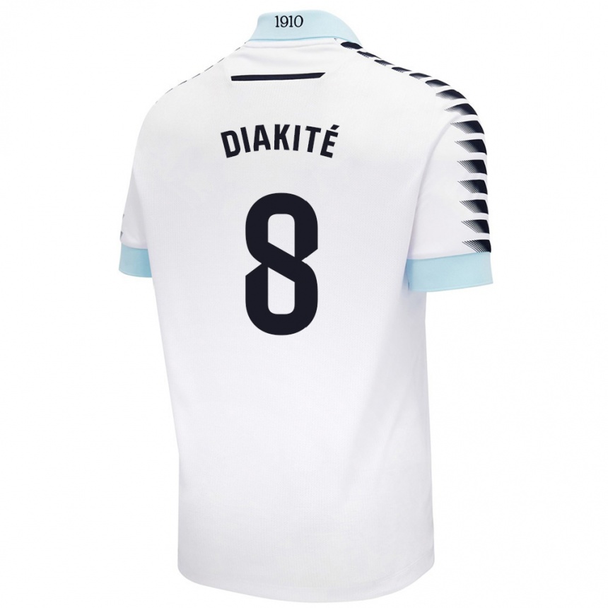 Kids Football Moussa Diakité #8 White Blue Away Jersey 2024/25 T-Shirt Canada