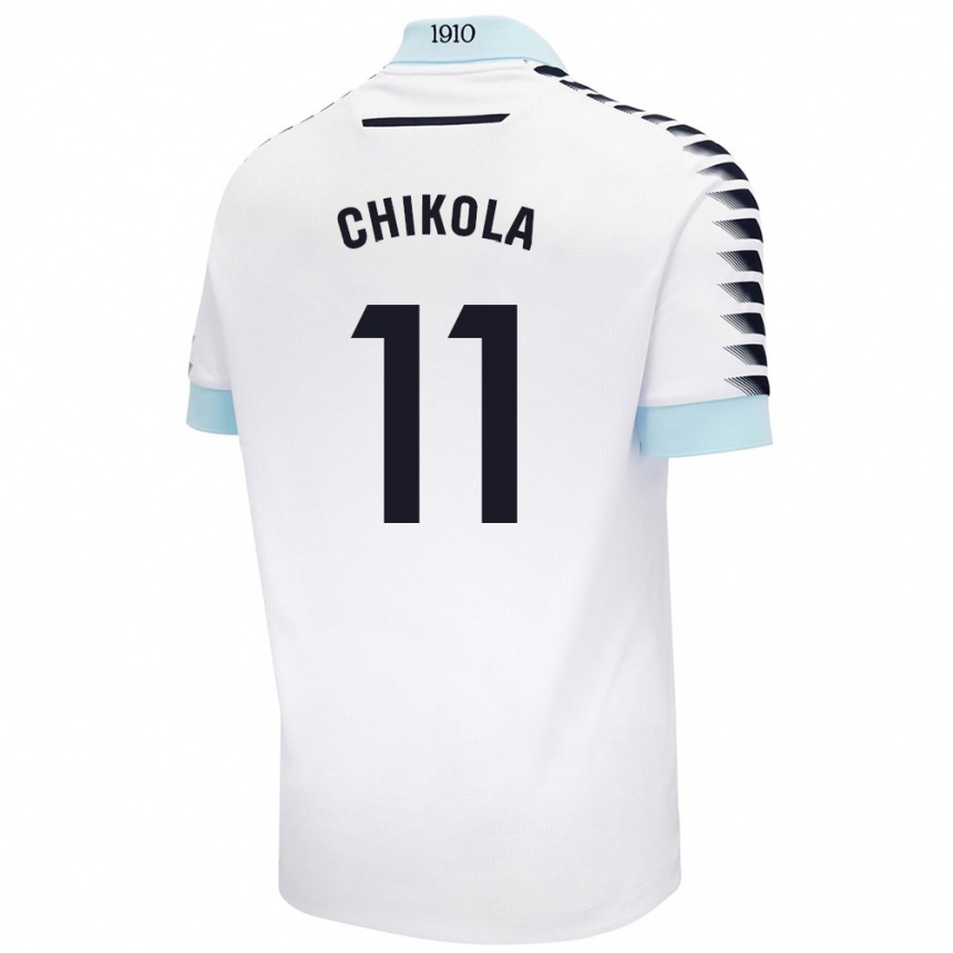 Kids Football Peter Chikola #11 White Blue Away Jersey 2024/25 T-Shirt Canada