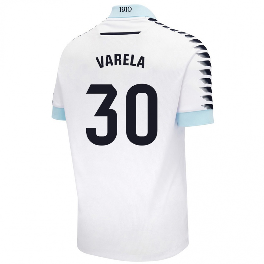 Kids Football Brandon Varela #30 White Blue Away Jersey 2024/25 T-Shirt Canada