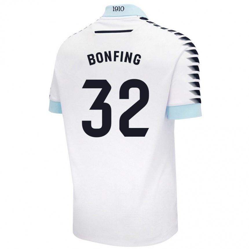 Kids Football Boubacar Bonfing #32 White Blue Away Jersey 2024/25 T-Shirt Canada