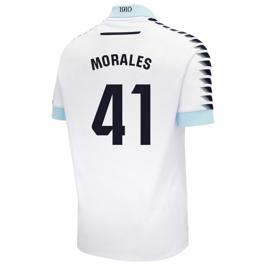 Kids Football Luis Morales #41 White Blue Away Jersey 2024/25 T-Shirt Canada