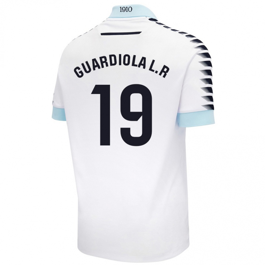 Enfant Football Maillot Sergi Guardiola #19 Blanc Bleu Tenues Extérieur 2024/25 Canada