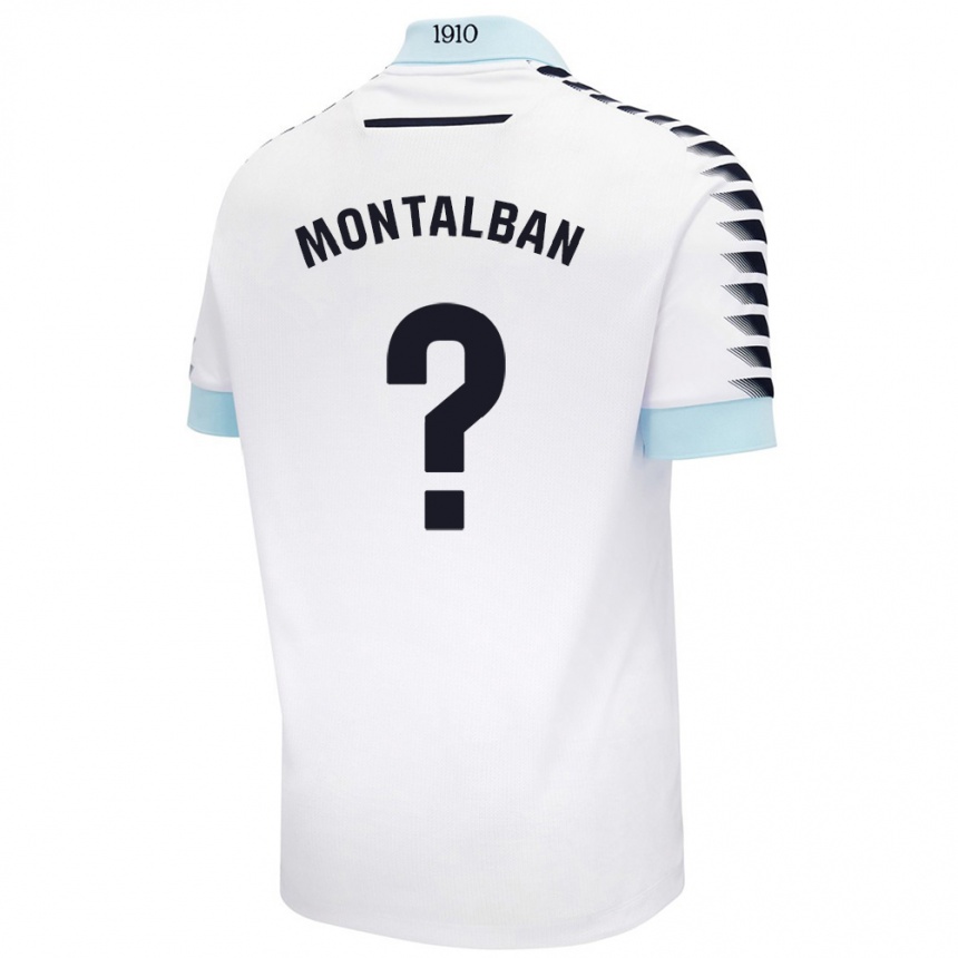 Enfant Football Maillot Sergio Montalbán #0 Blanc Bleu Tenues Extérieur 2024/25 Canada