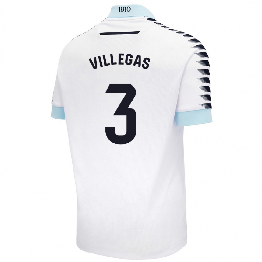 Enfant Football Maillot Virginia Villegas Rico #3 Blanc Bleu Tenues Extérieur 2024/25 Canada