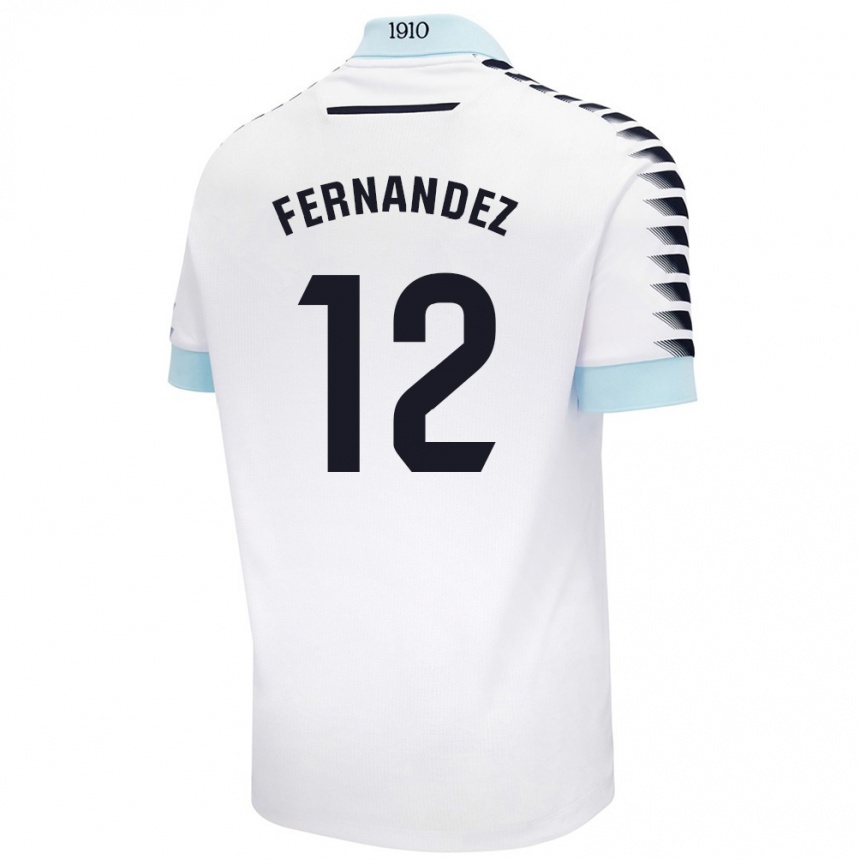 Enfant Football Maillot Sandra Fernández León #12 Blanc Bleu Tenues Extérieur 2024/25 Canada