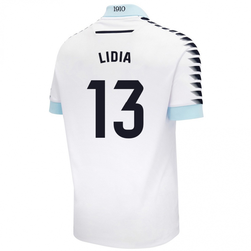 Enfant Football Maillot Lidia Rincón García #13 Blanc Bleu Tenues Extérieur 2024/25 Canada