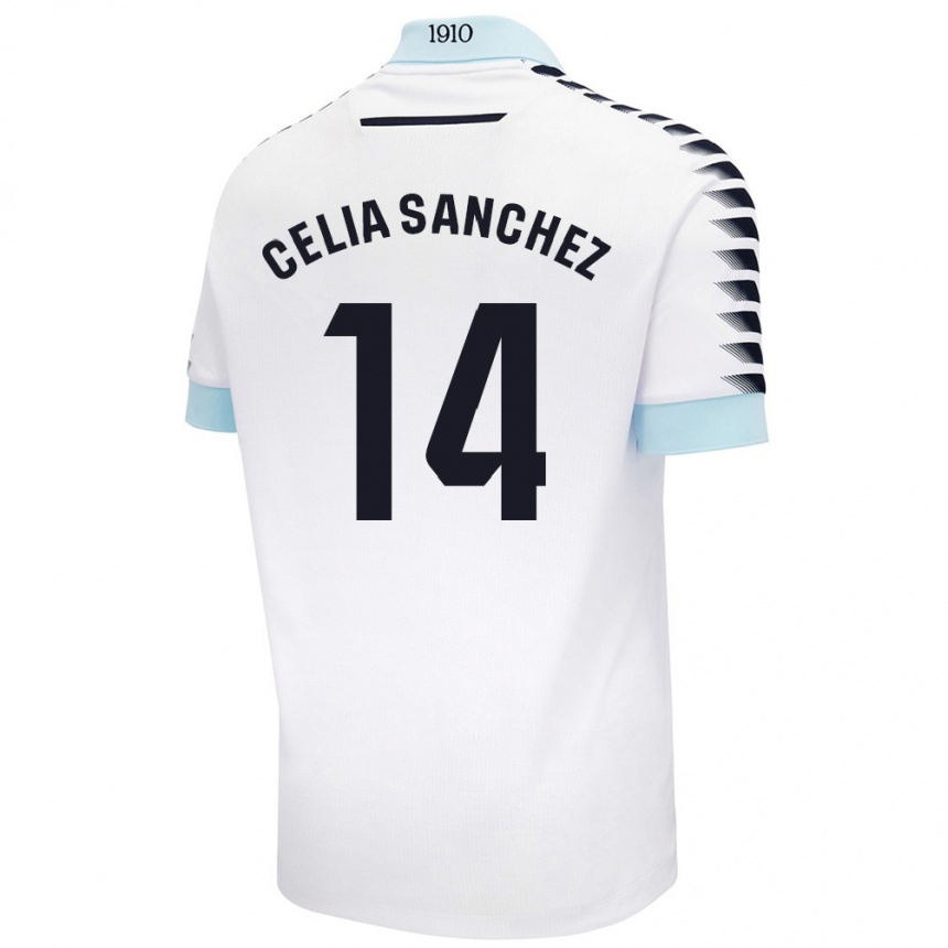 Enfant Football Maillot Celia Sánchez García #14 Blanc Bleu Tenues Extérieur 2024/25 Canada