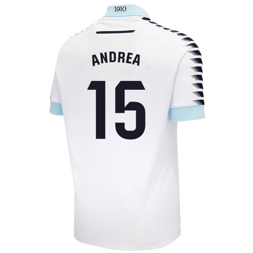 Enfant Football Maillot Andrea Sánchez Moreno #15 Blanc Bleu Tenues Extérieur 2024/25 Canada