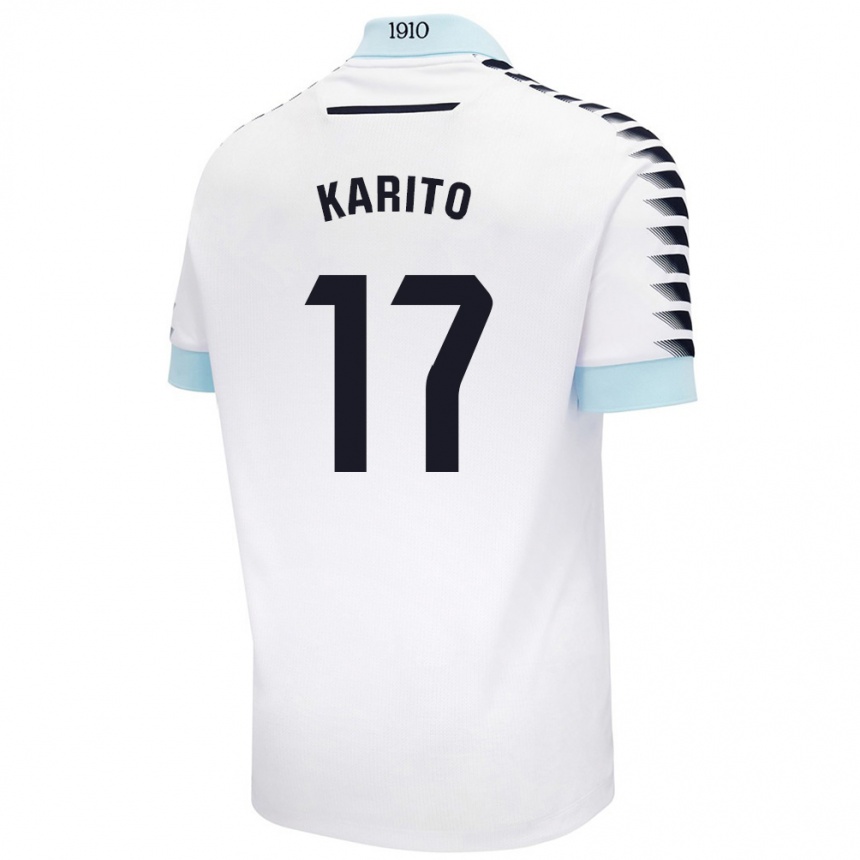 Enfant Football Maillot Carolina De Los Santos Mellado #17 Blanc Bleu Tenues Extérieur 2024/25 Canada