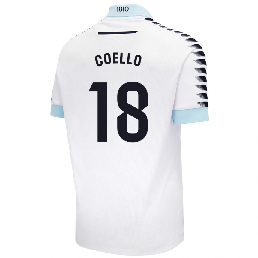 Enfant Football Maillot María Del Carmen Coello Vidal #18 Blanc Bleu Tenues Extérieur 2024/25 Canada