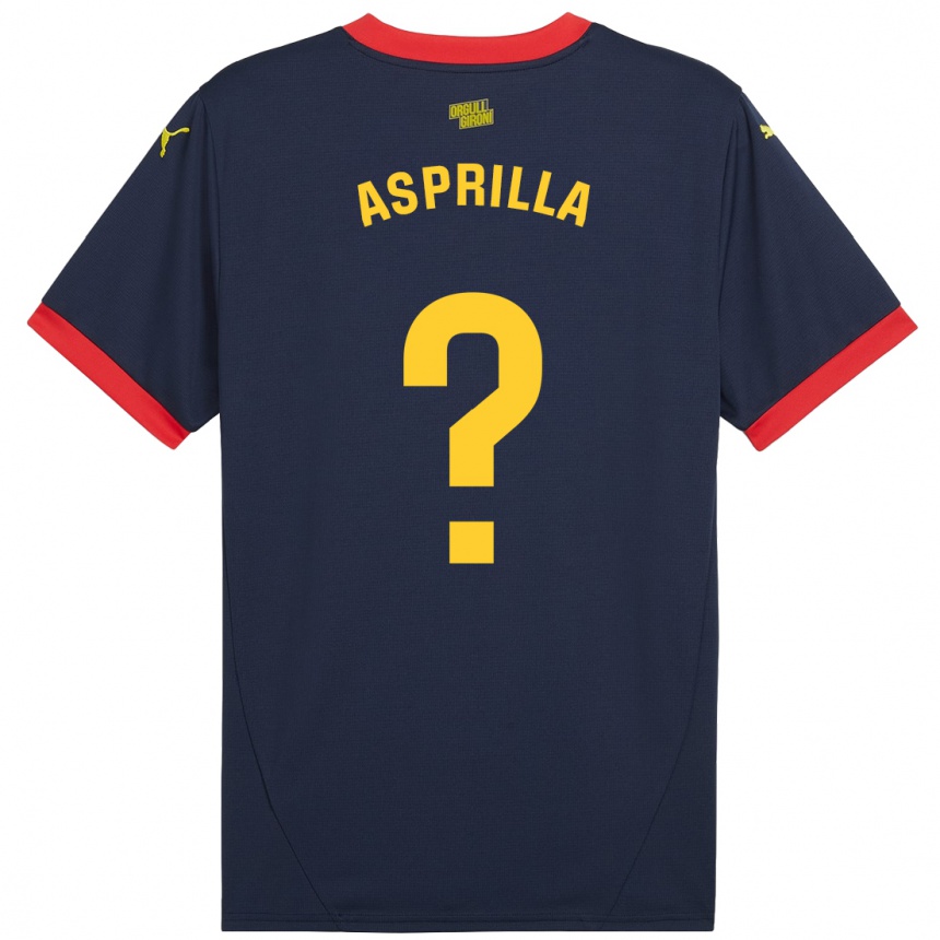 Kids Football Yáser Asprilla #0 Navy Red Away Jersey 2024/25 T-Shirt Canada