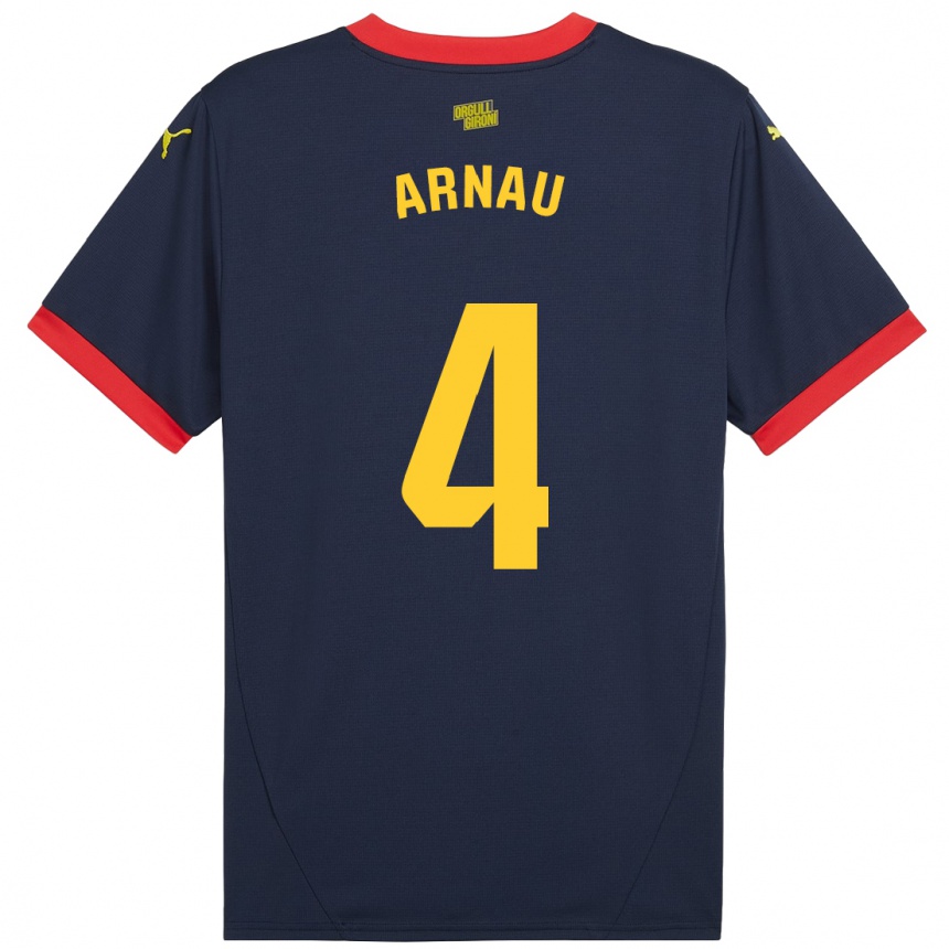 Kids Football Arnau Martínez #4 Navy Red Away Jersey 2024/25 T-Shirt Canada