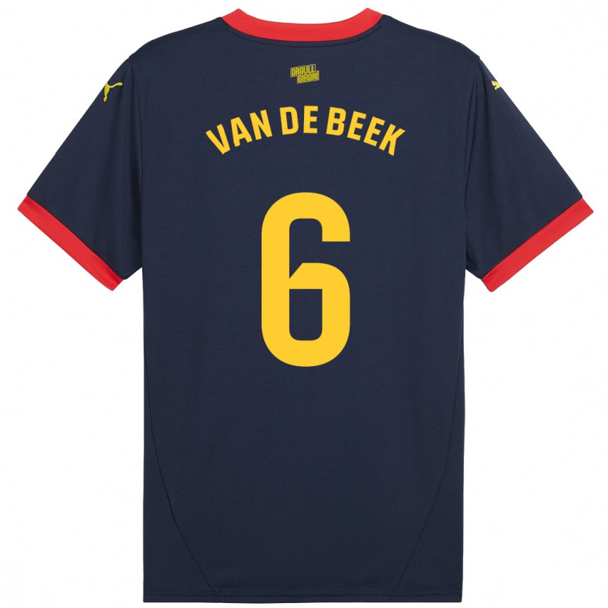 Enfant Football Maillot Donny Van De Beek #6 Bleu Marine Rouge Tenues Extérieur 2024/25 Canada