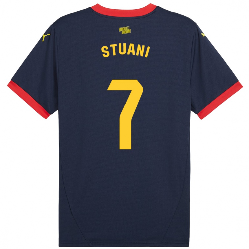 Kids Football Cristhian Stuani #7 Navy Red Away Jersey 2024/25 T-Shirt Canada