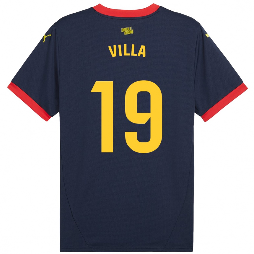 Kids Football Toni Villa #19 Navy Red Away Jersey 2024/25 T-Shirt Canada