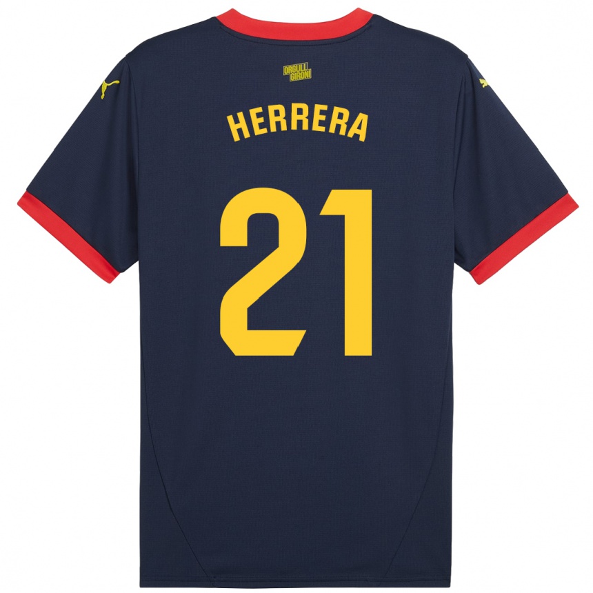 Enfant Football Maillot Yangel Herrera #21 Bleu Marine Rouge Tenues Extérieur 2024/25 Canada