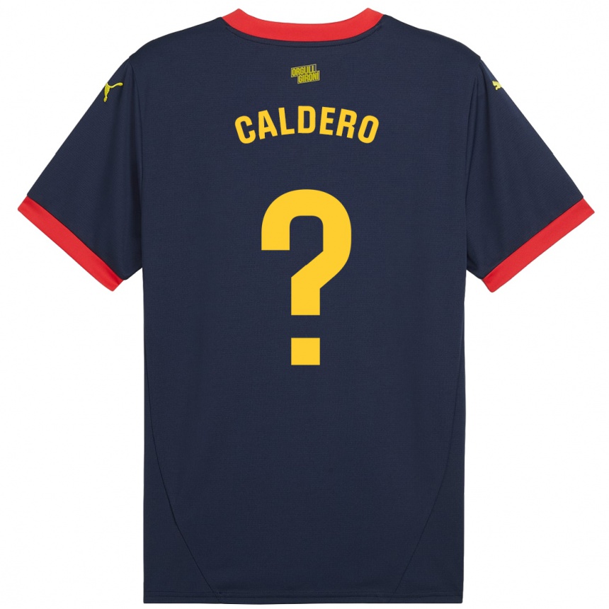 Enfant Football Maillot Nil Caldero #0 Bleu Marine Rouge Tenues Extérieur 2024/25 Canada