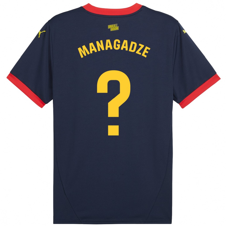 Kids Football Luka Managadze #0 Navy Red Away Jersey 2024/25 T-Shirt Canada