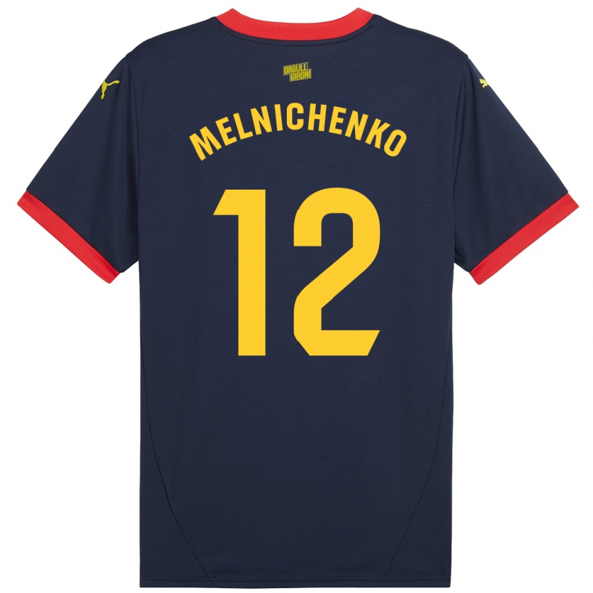 Kids Football Dmytro Melnichenko #12 Navy Red Away Jersey 2024/25 T-Shirt Canada