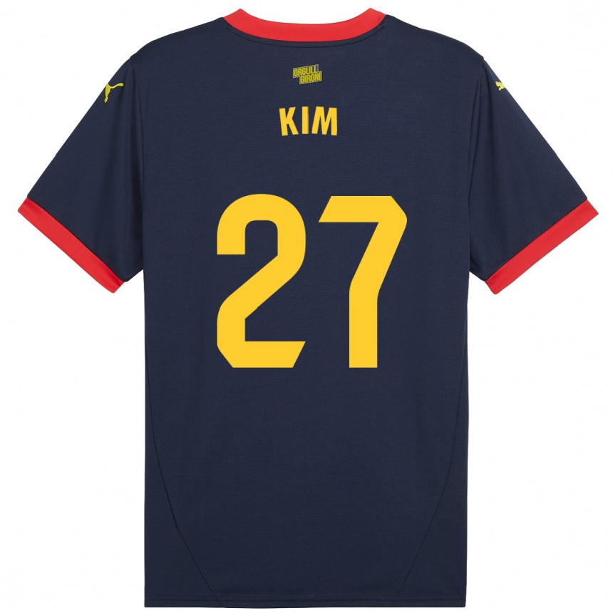 Enfant Football Maillot Min-Su Kim #27 Bleu Marine Rouge Tenues Extérieur 2024/25 Canada