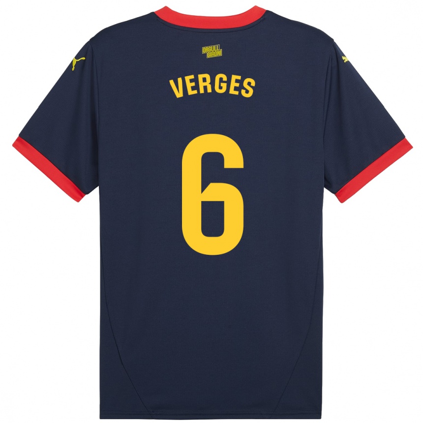 Kids Football Mar Vergés #6 Navy Red Away Jersey 2024/25 T-Shirt Canada