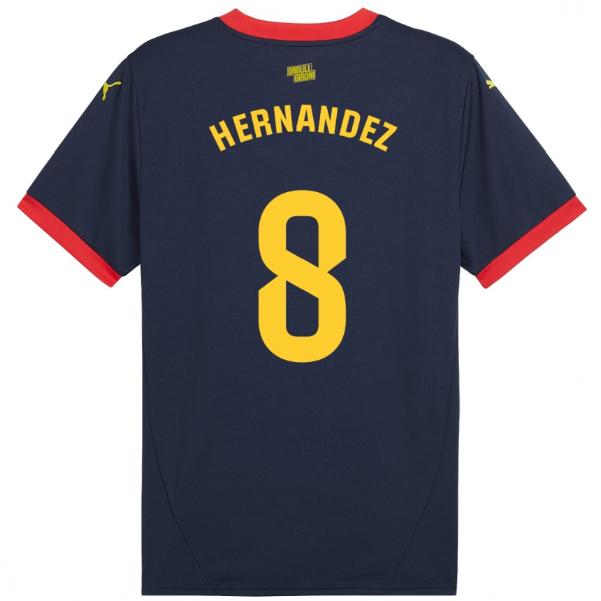 Kids Football Sofia Hernández #8 Navy Red Away Jersey 2024/25 T-Shirt Canada